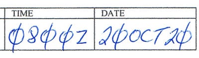 part of a radiogram form showing use of the slashed zero