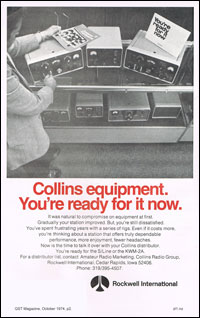 Collins radio advert - Oct 1974 QST