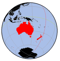 Map showing Australia and New Zealand