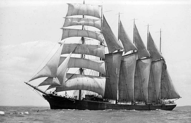 Barquentine ER Stirling, probably at Auckland. Date unknown.