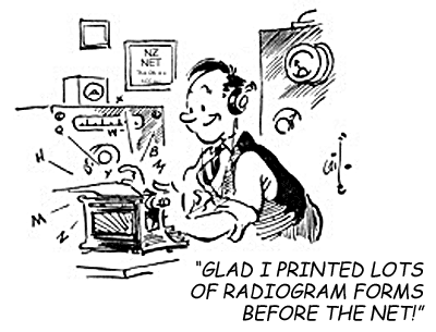 Gildersleeve cartoon of ham at typewriter copying radiograms