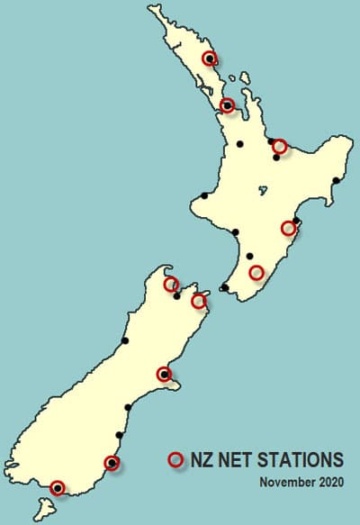 Map of NZ Net stations