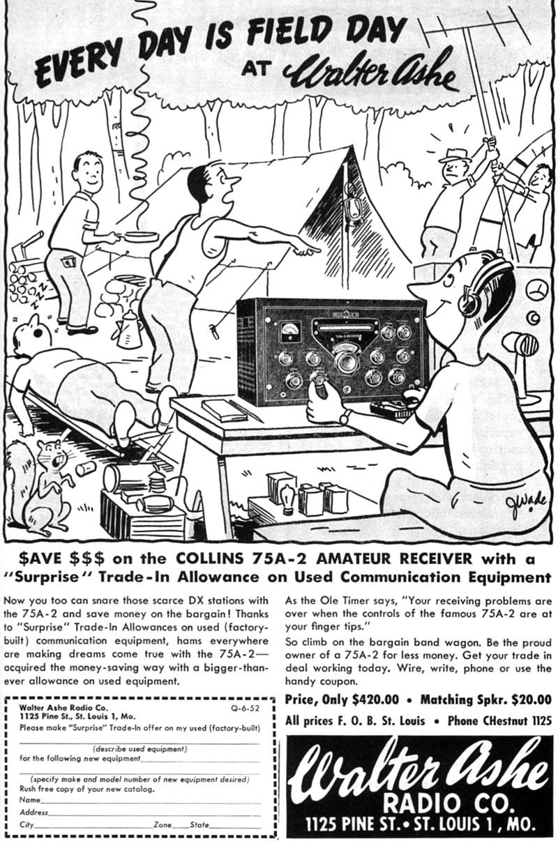 Advert for Collins 75A-2 in QST, June 1952