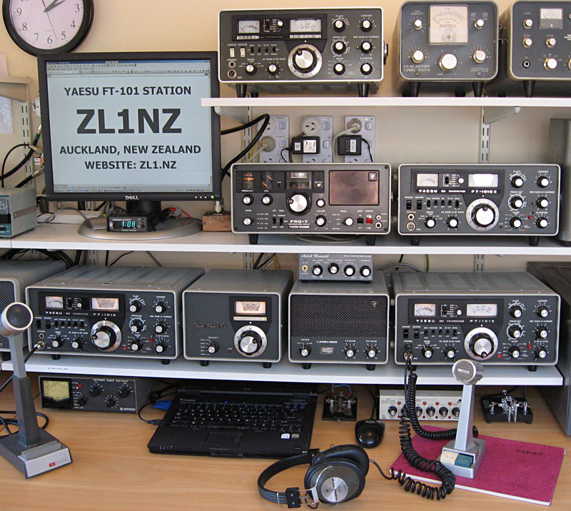 An assortment of Yaesu FT-101 series equipment at ZL1NZ