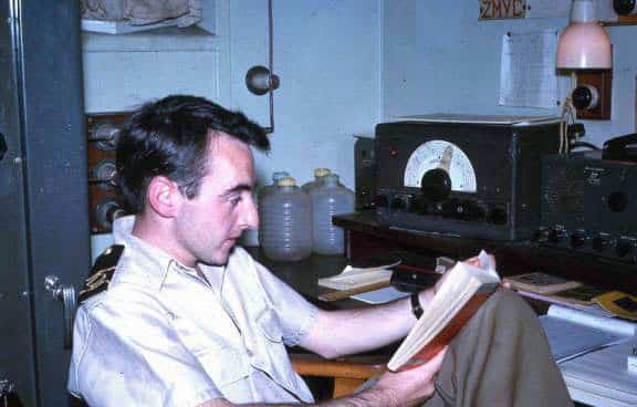 Radio Officer Ron Moloney aboard Kaitawa in 1963