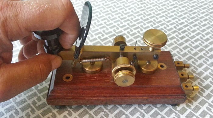 Forcieri key showing circuit-opener automatically activated by operator's knuckle.