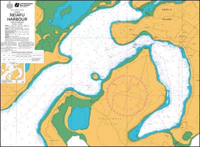 Nautical chart of Neiafu harbour and approaches