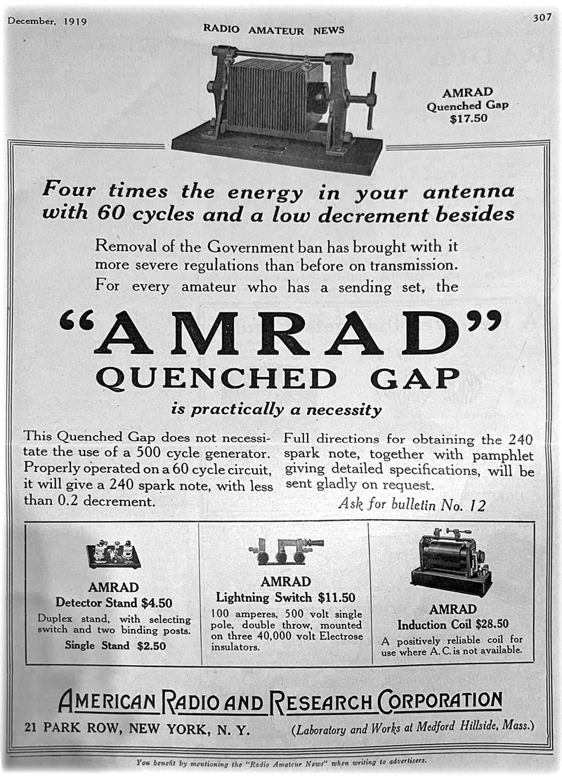 1919 advertisement for a quenched gap
