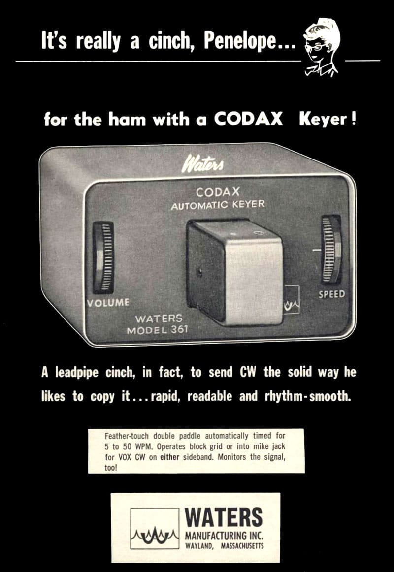 Waters Codax keyer advertisement, 1967