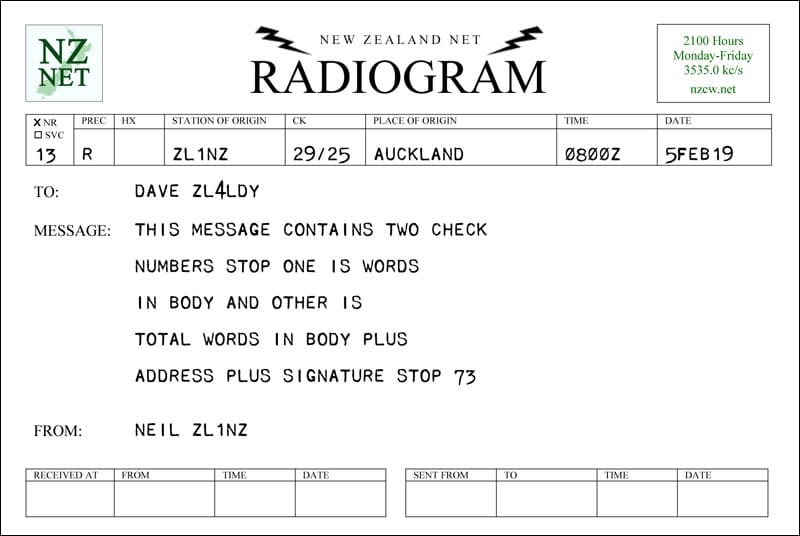 sample radiogram