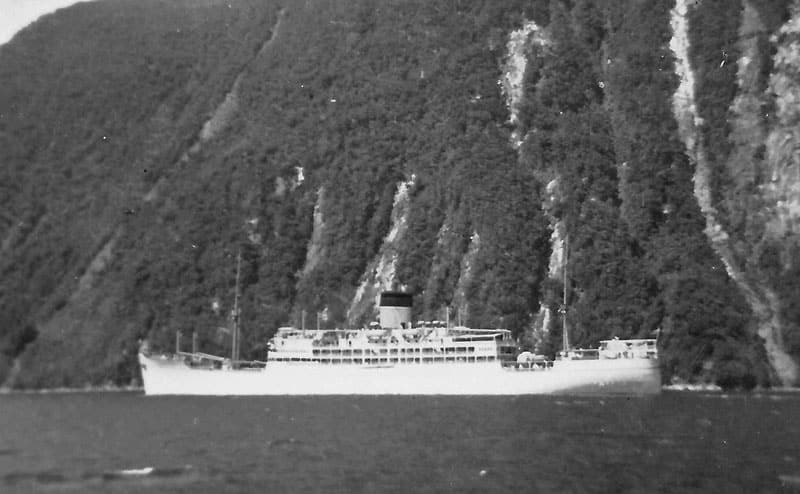 Royal Yacht Gothic in Milford Sound, 30 January 1954