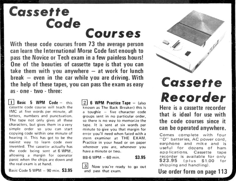 Advertisement for CW training on cassette
