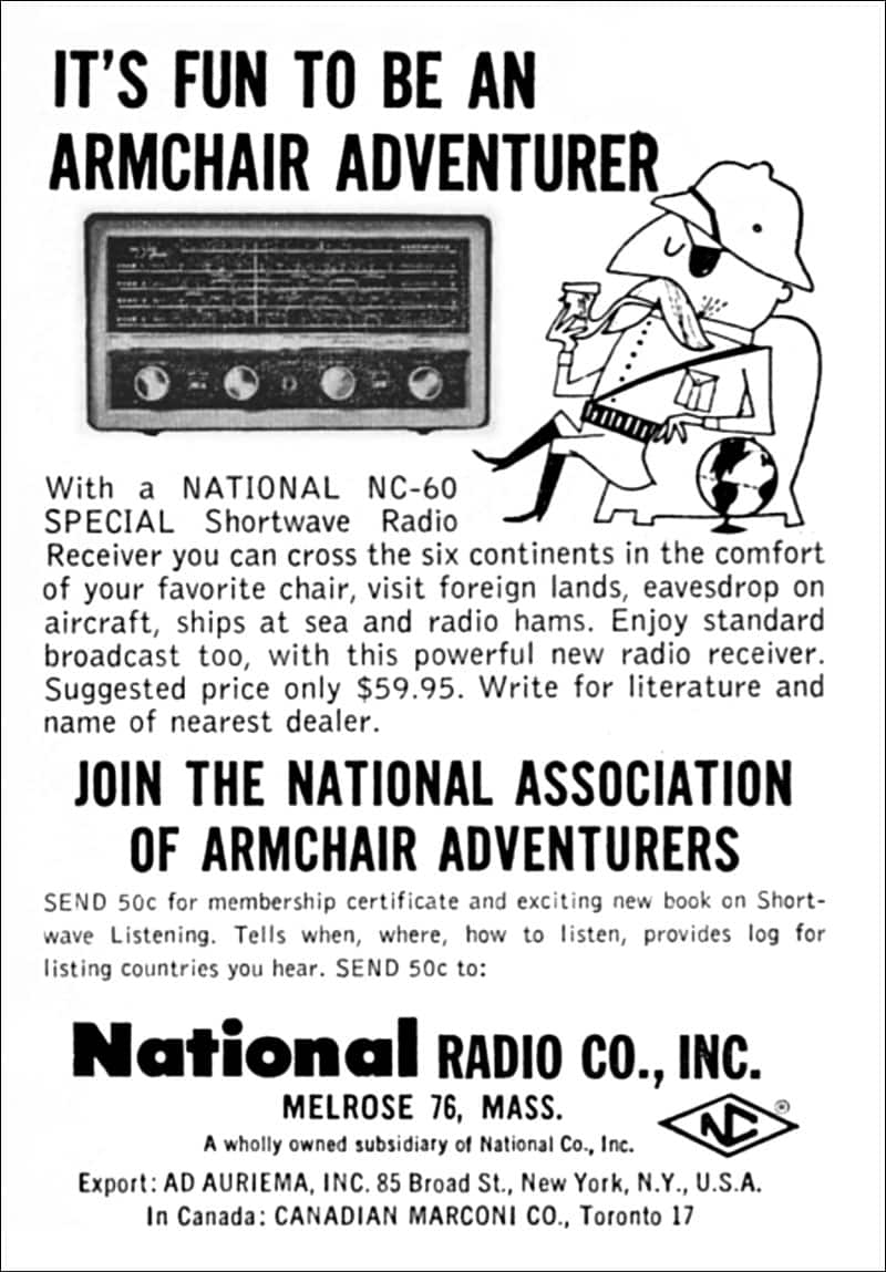 National shortwave receiver ad from Popular Mechanics magazine, January 1960