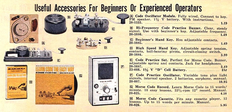 CW items pictured in an old Radio Shack catalogue