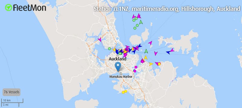 Vessels being tracked via AIS at ZL1NZ