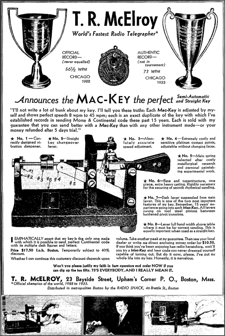 QST magazine advertisement for the first McElroy bug, 1934