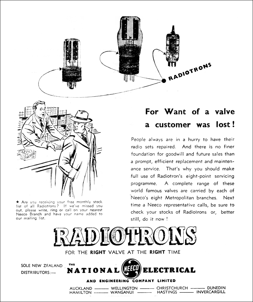 Advertisement for Radiotron valves in Break-In magazine, 1956