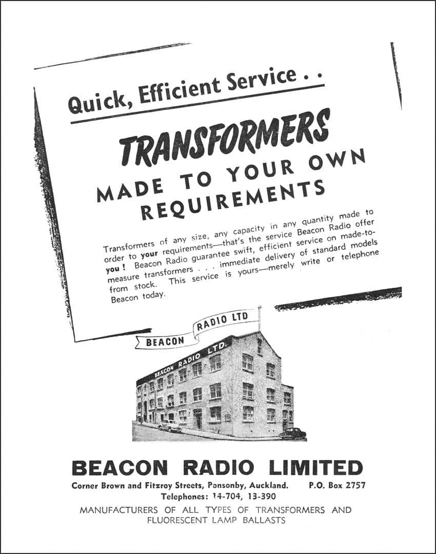 Full-page Beacon Radio Advertisement from back cover of Break In magazine, January 1958