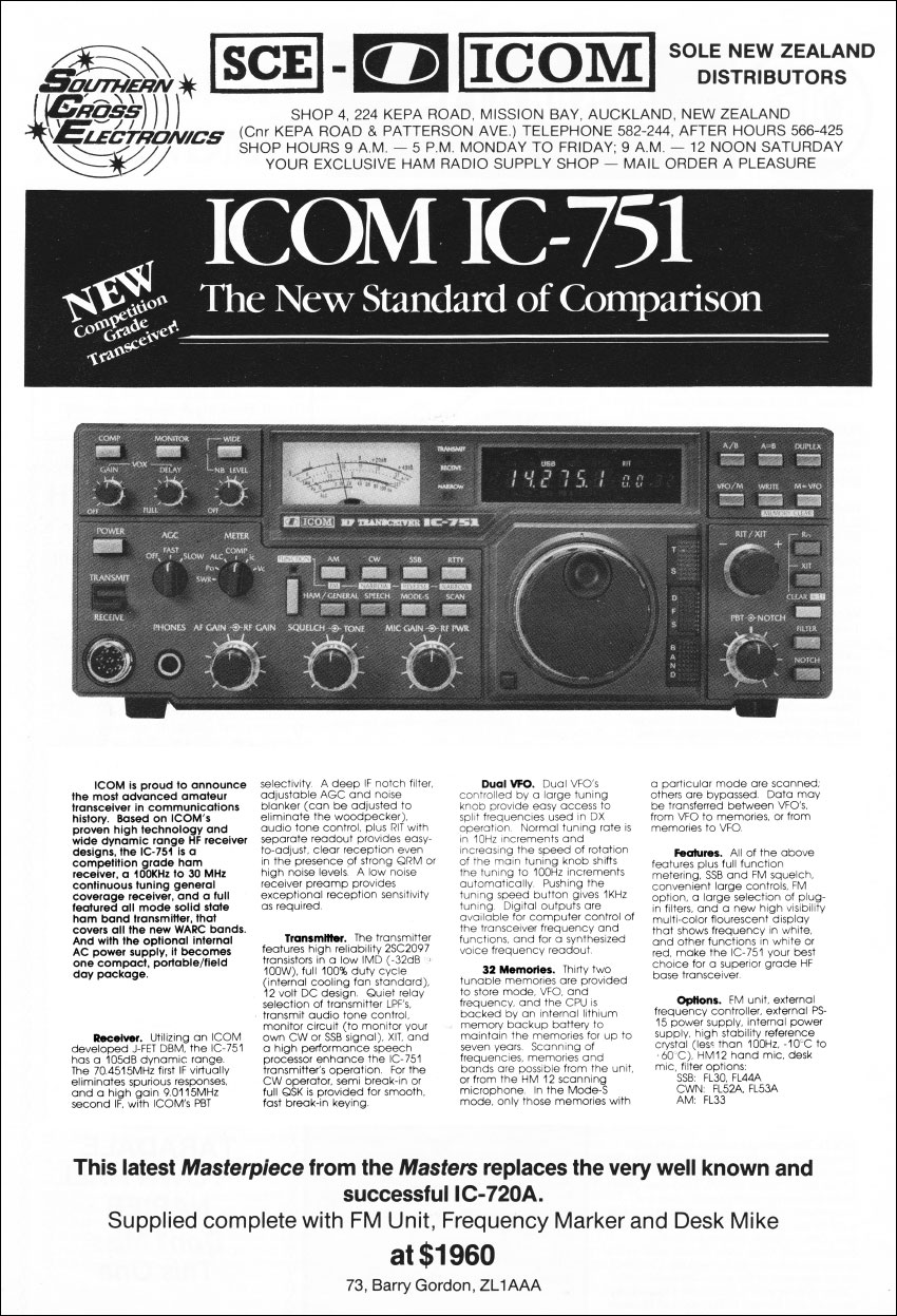 1983 advertisement in Break-In for the IC-751 from Southern Cross Electronics