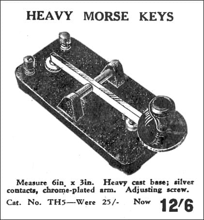 Heavy Morse Key advertised in the 1946 Lamphouse Annual catalogue