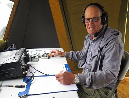 Gerard ZL2GVA operating 40m CW at ZL2KS during 2024 Field Day