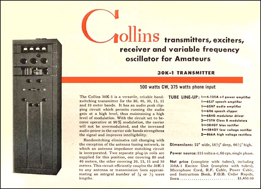 1947 advert for Collins 30K-1