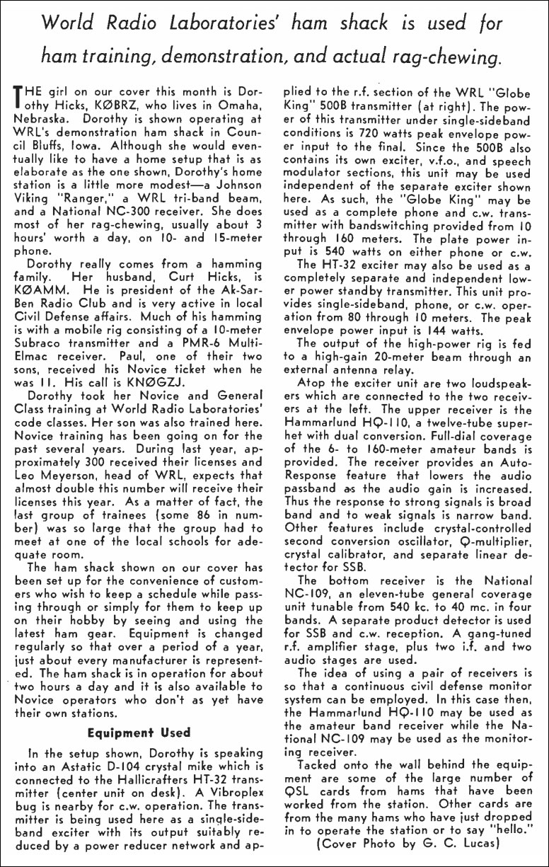 Story about the cover photo of the Feb 1958 edition of Radio & TV News