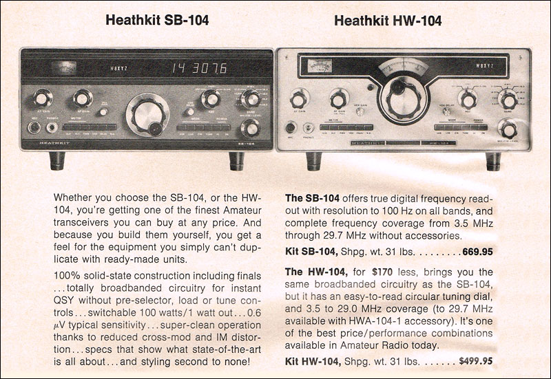 Advertisement for Heathkit SB-104 and HW-104, 1976