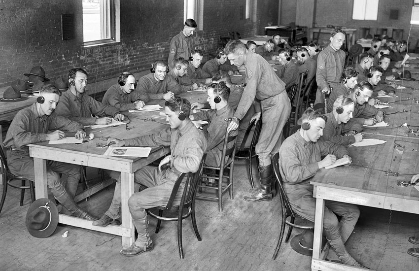 Learning Morse Code at the Pratt Institute in Brooklyn, New York in 1917