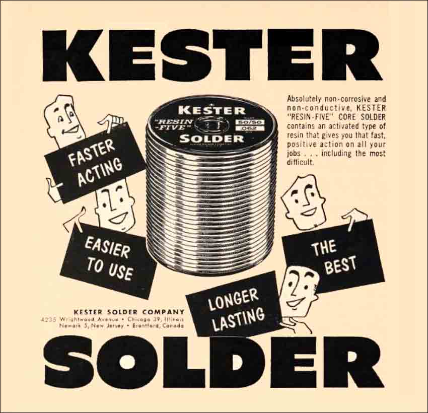 1958 magazine advertisement for Kester Solder