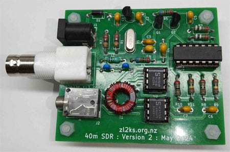 ZL2BNE 40-metre SDR receiver circuitboard with components mounted