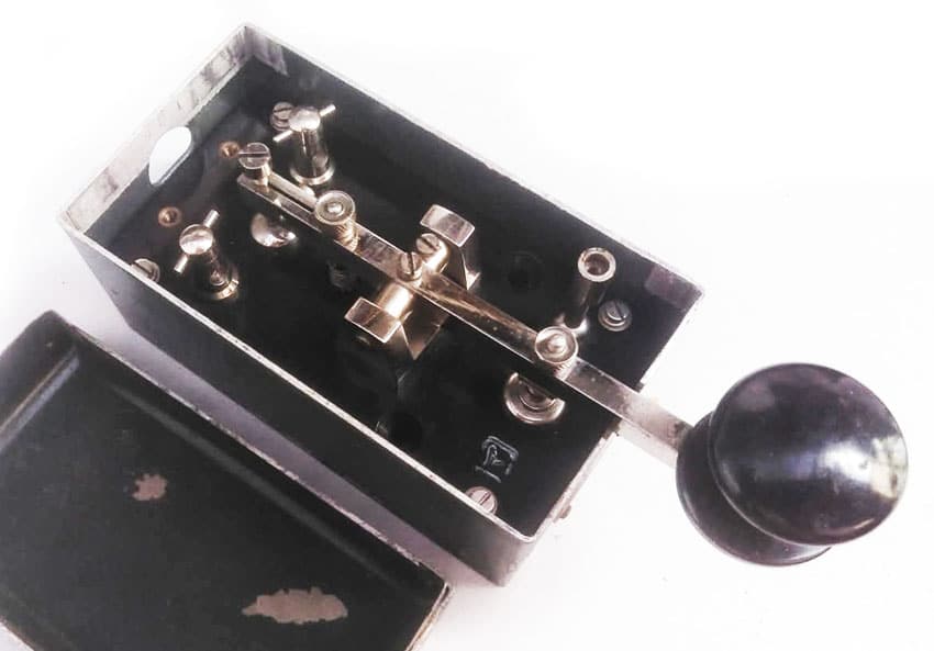 Japan Navy Air Force straight key view with cover removed