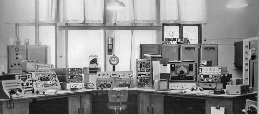 The radiotelegraphy control desk at Walvis Bay Radio in Namibia