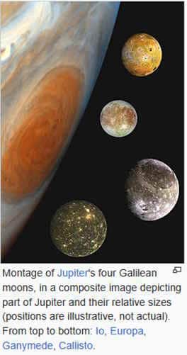 4 Gallilean moons of Jupiter