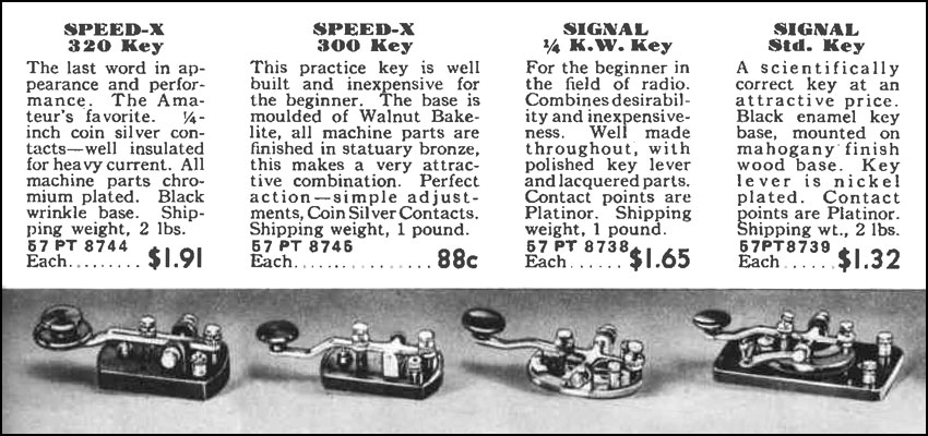 4 straight keys in the Sears 1940 catalog