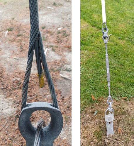 Close-ups of guy, showing use of a Preform in the EHS wire