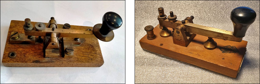 2 photos showing 2 very different straight keys, both with McCarthy labels