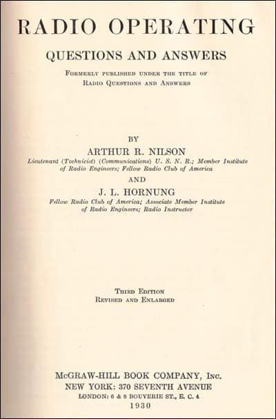 title page from 1930 book Radio Operating Questions and Answers