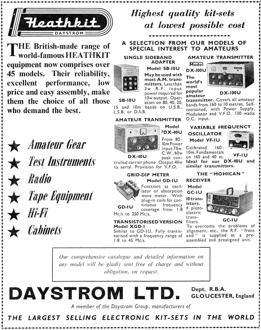 Advertisement for British-made Heathkit amateur radio equipment in 1962