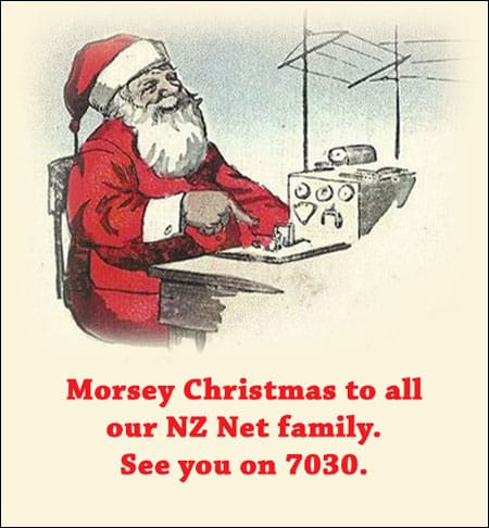 Old cartoon of Santa with Morse key