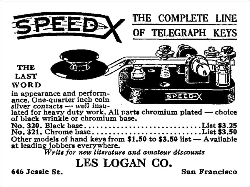 1938 advertisement for Speed-X key by Les Logan Co.
