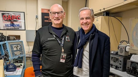Canadian Prime Minister Mark Carney at the amateur radio station in the Diefenbunker