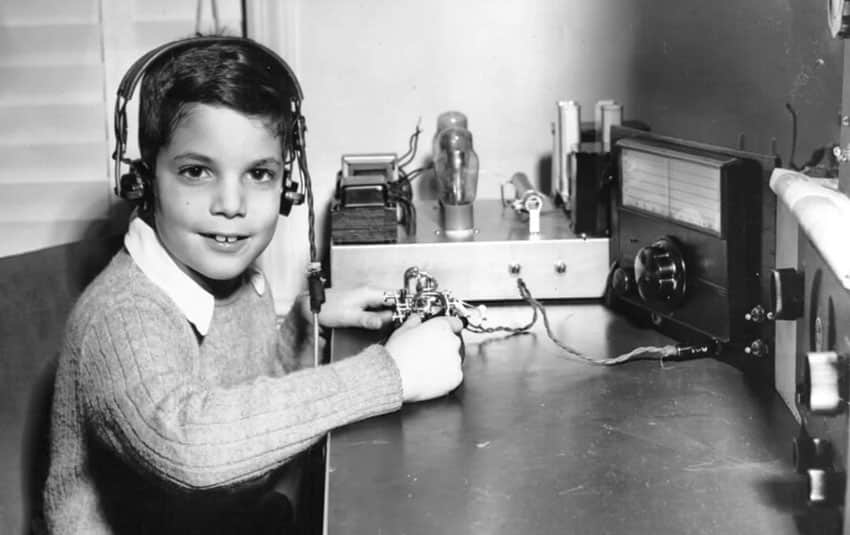 Paul Horowitz W1HFA at age 8 using a Vibroplex bug