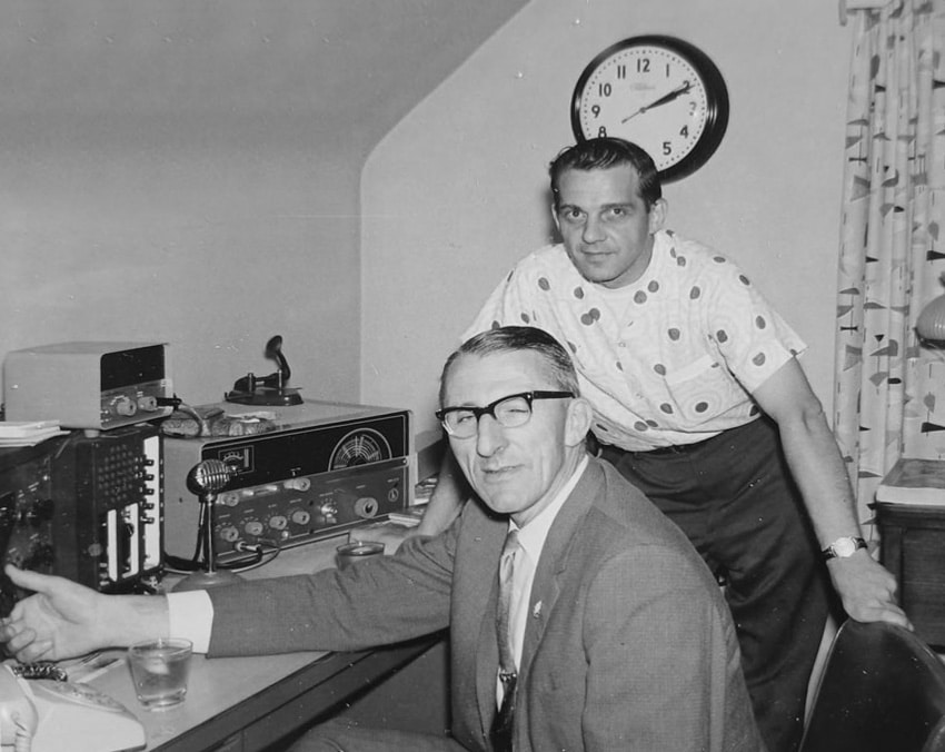 Jock White ZL2GX visiting Ed W2PDB in the early 1960s