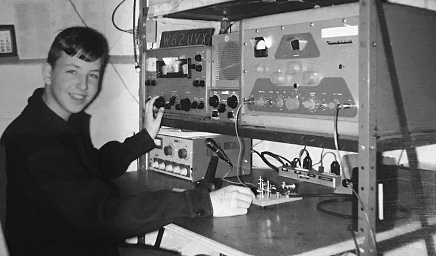 Teenage boy with his ham station in 1966