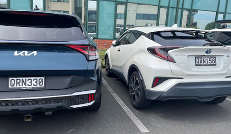 2 cars with QRN registration plates