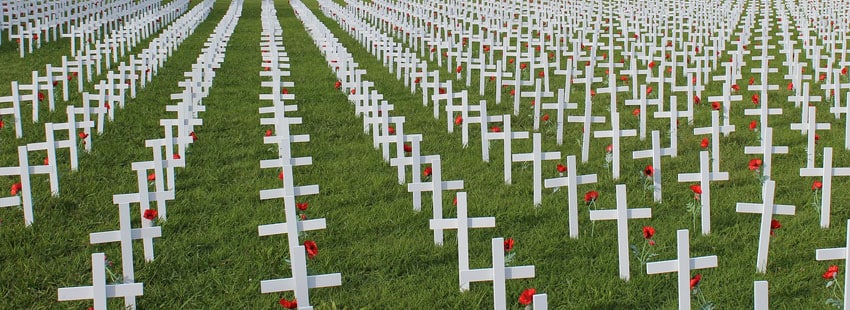 Field with hundreds of crosses for war dead