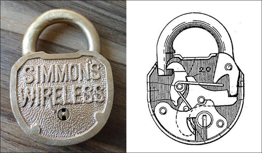Rear of the CQD lock with the text Simmons Wireless